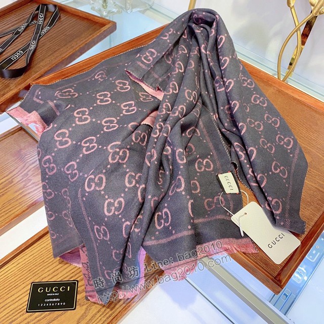 Gucci經典羊絨長圍巾 古馳GG印花女士圍巾 古琦羊毛羊絨圍巾披肩  mmj1286